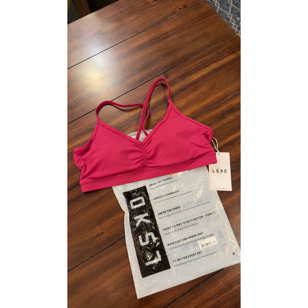 LSKD Clarity Sports Bra Plum Berry Ruched Women's Large NWT NEW - Picture 12 of 16